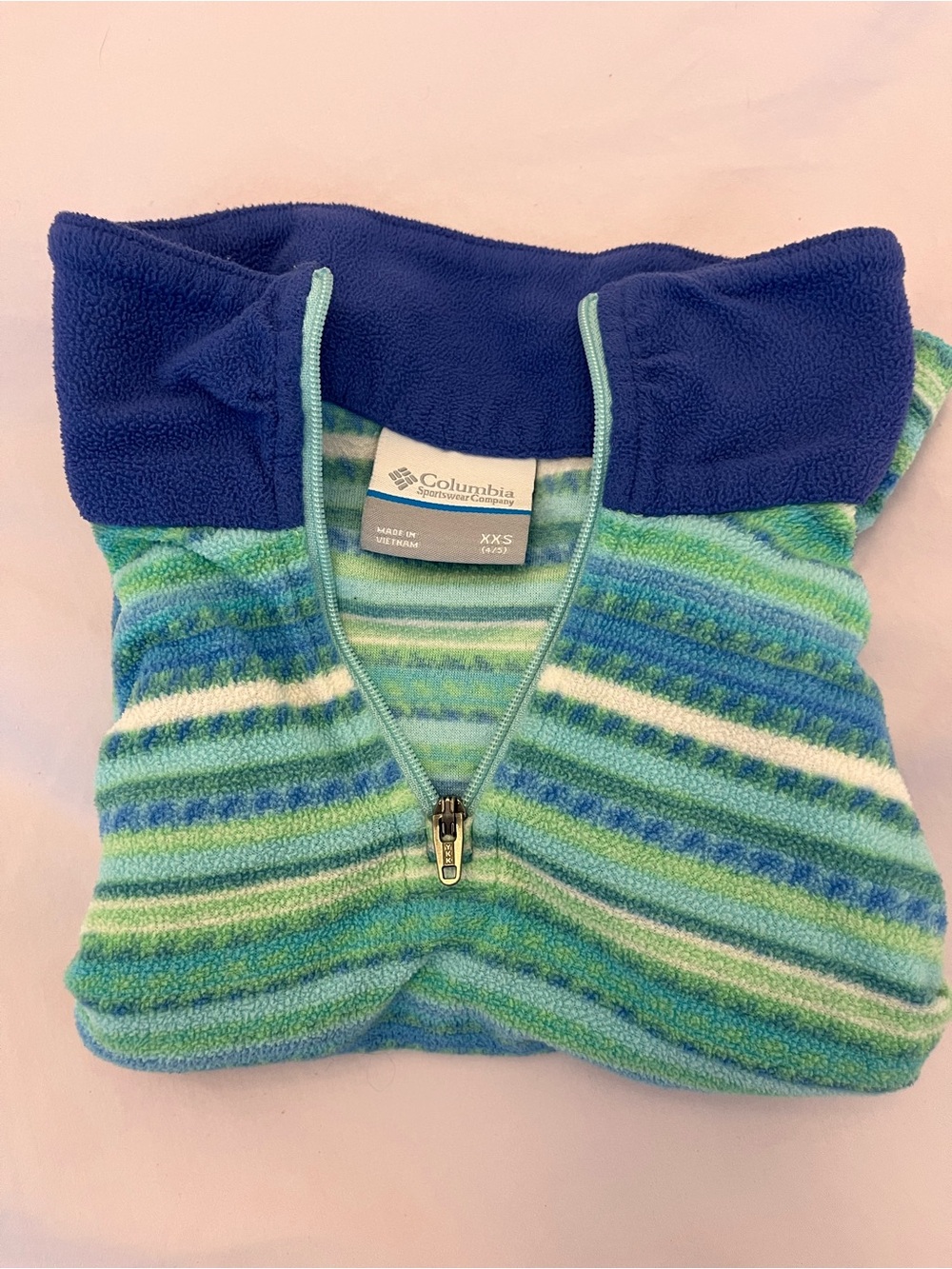 Columbia Youth Blue & Green Striped Fleece Quarter-Zip